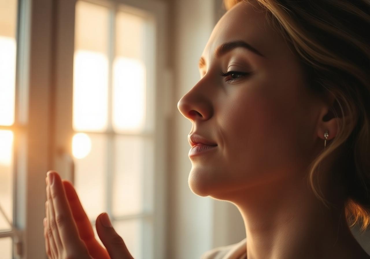 Calm focused breathwork at dawn — wellness