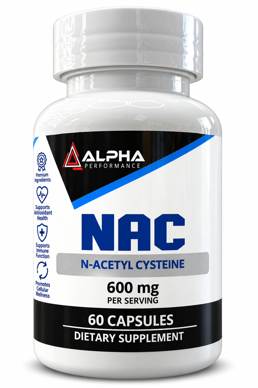 Alpha Performance NAC 600mg supplement bottle front