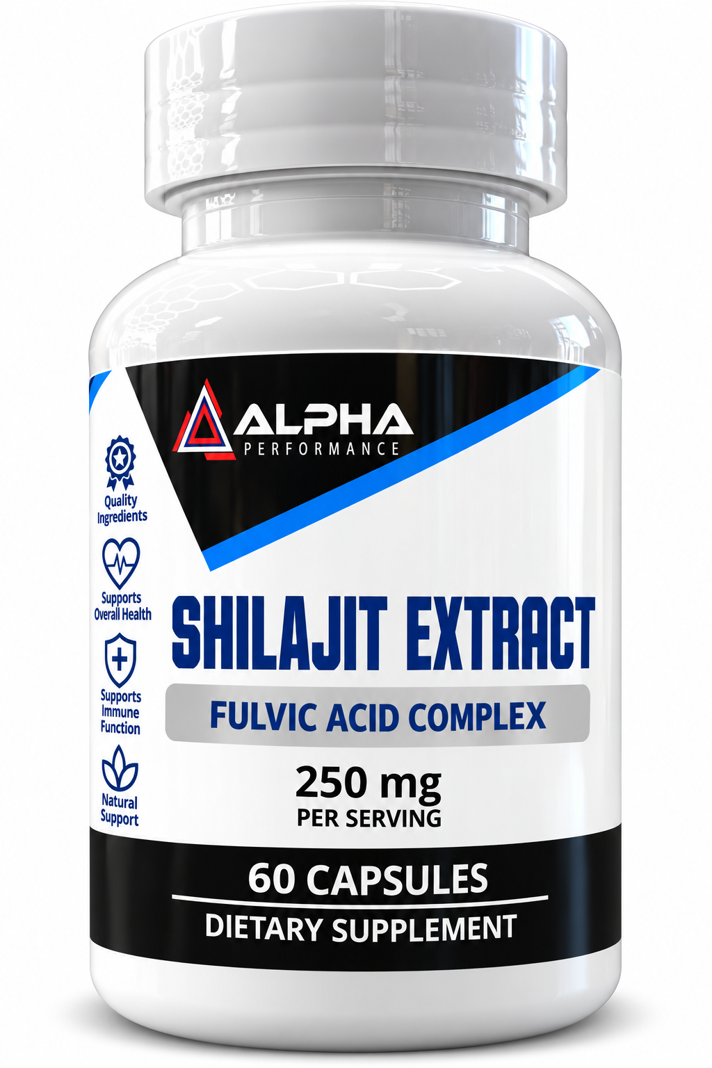 Alpha Performance Shilajit Extract supplement bottle front