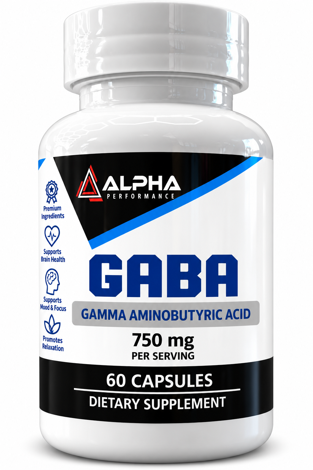 Alpha Performance GABA supplement bottle front