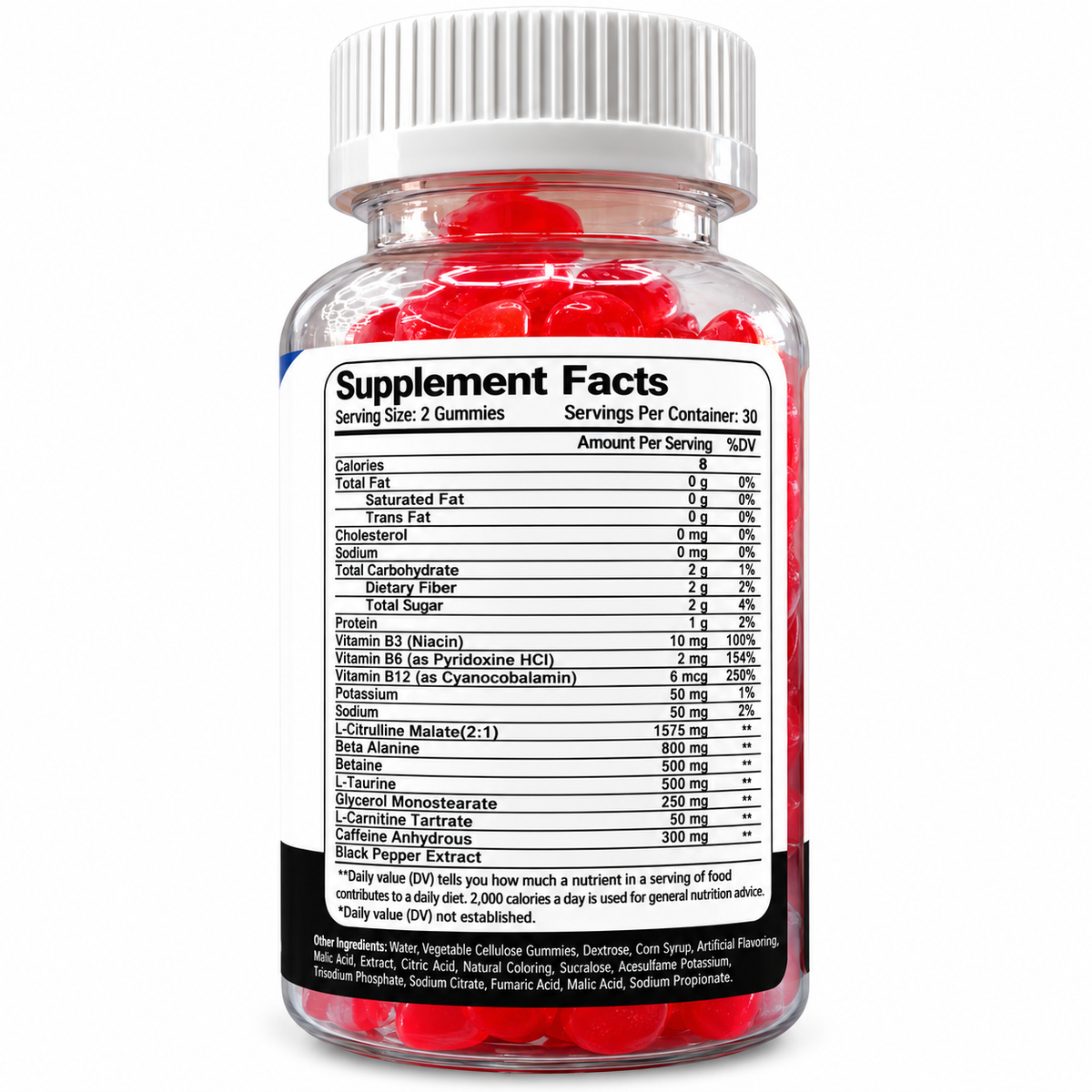 Alpha Performance Pre Workout Gummies supplement facts