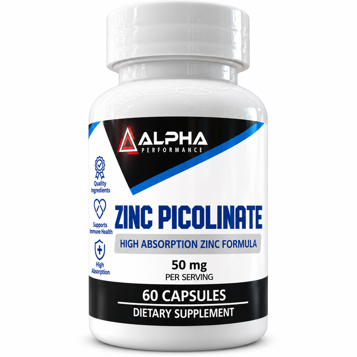 Alpha Performance Zinc Picolinate 50mg 60 Capsules - Front